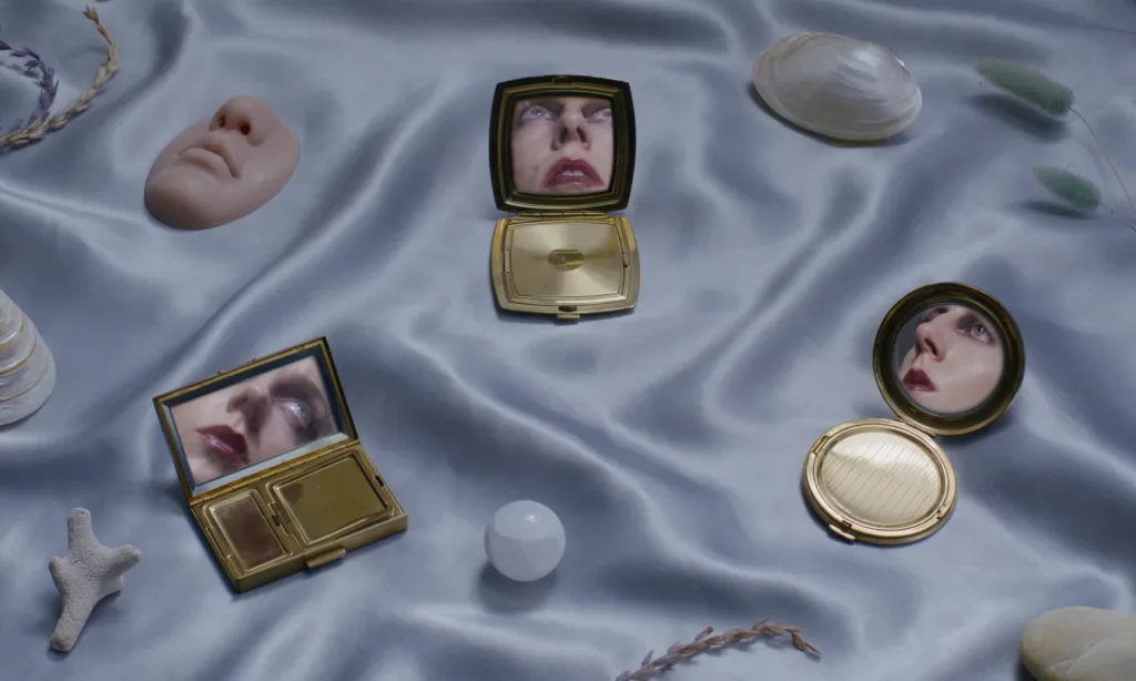 Rare DM Compliment music video scene with electroclash mood