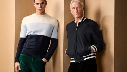 Paul Weller modeling pieces from the Sunspel Spring 2026 capsule collection