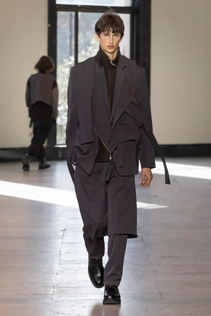 Runway model wearing UJOH Fall/Winter 2026-27 collection in Paris.
