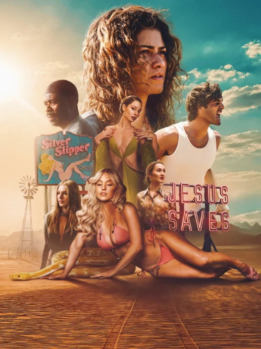 “Official Euphoria Season 3 poster featuring Zendaya and the main cast.”