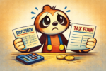 Willy the Wilshire Boulevard sloth holding a paycheck and tax forms looking confused about tax refunds