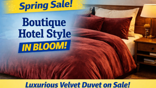 PHF velvet duvet cover in wine color styled on a bed during Amazon Spring Sale, soft luxury hotel-style bedding