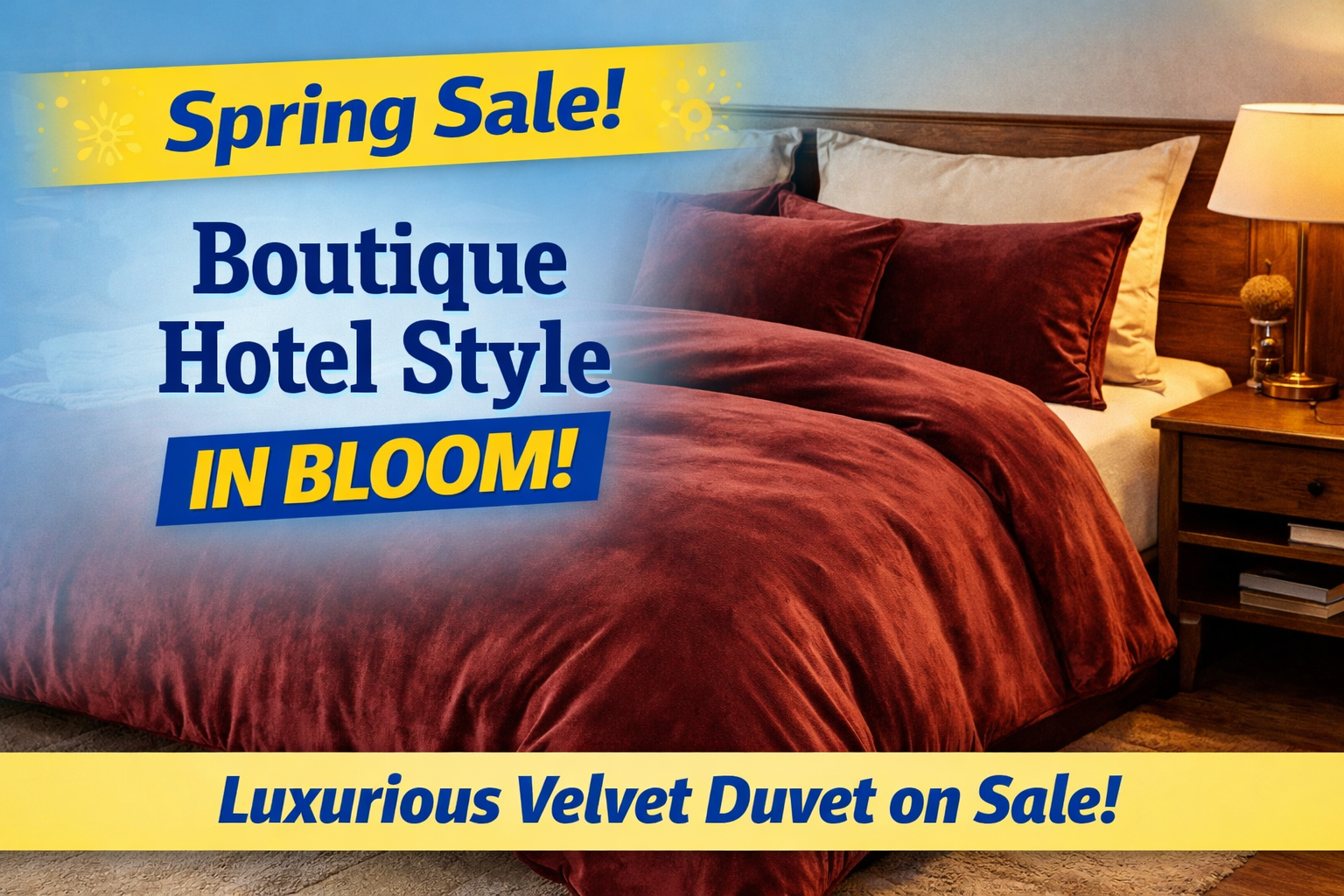 PHF velvet duvet cover in wine color styled on a bed during Amazon Spring Sale, soft luxury hotel-style bedding