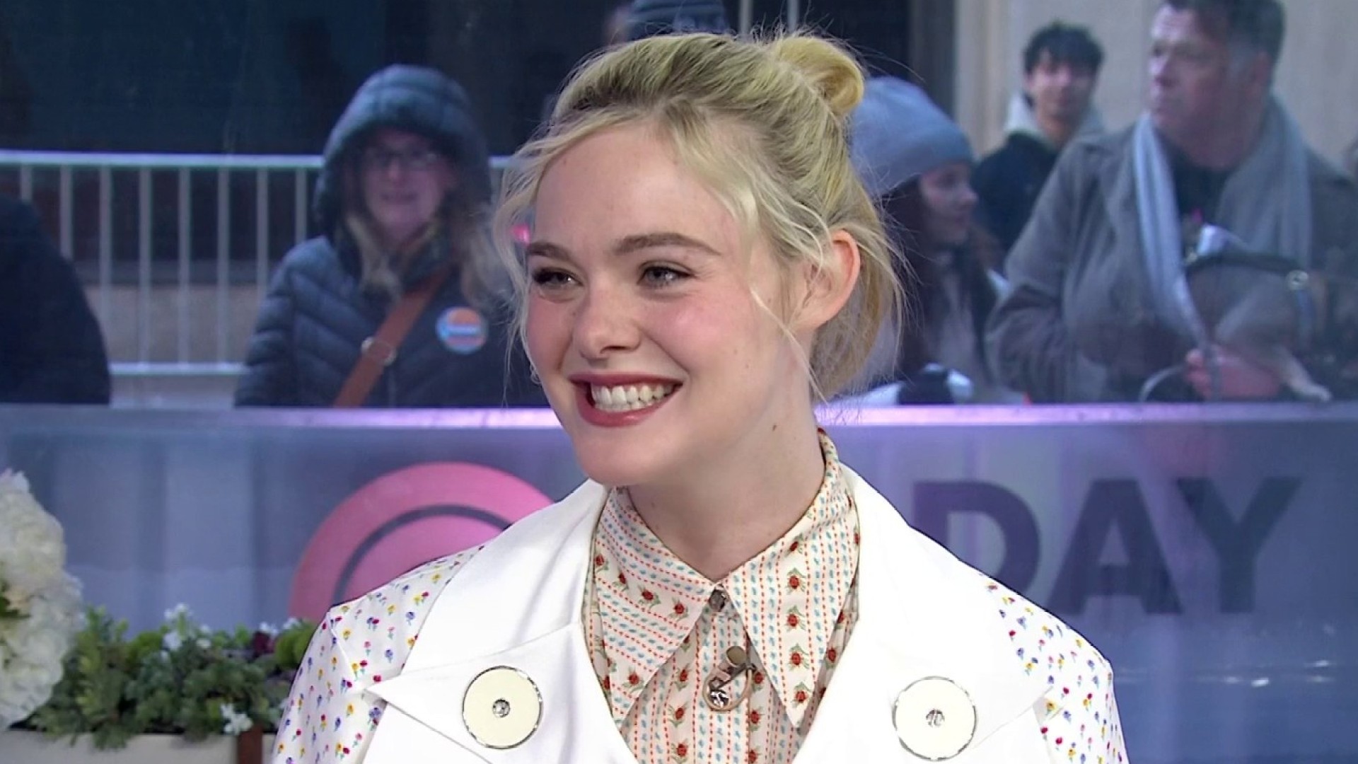 Elle Fanning chatting with Craig Melvin on NBC’s TODAY.