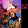 Poster for Salle Blair: a smiling woman in white atop a tiger rug with a tiger beside her, bold pink title on a black panel