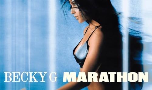 Becky G and elkan in the Milan‑shot visual for “MARATHON.”