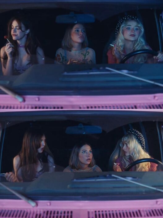 Sabrina Carpenter in a teaser shot for her “House Tour” music video.