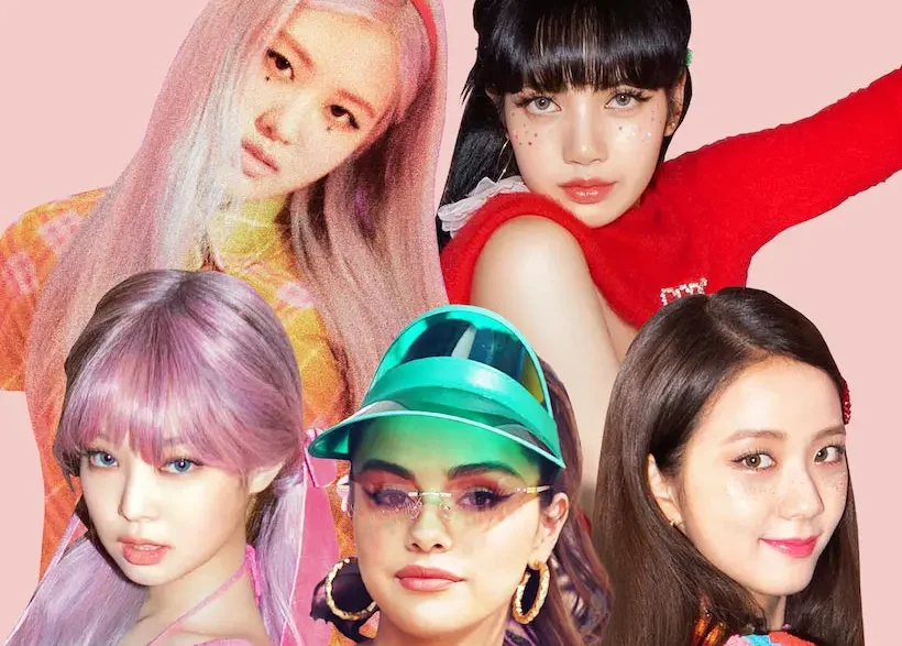 BLACKPINK and Selena Gomez in the “Ice Cream” music video celebrating 1 billion views.