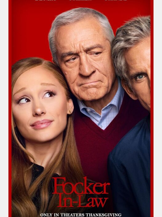 Movie poster for 'Focker In-Law' showing a young woman and two older men close together against a red background; has bold red title text at bottom.
