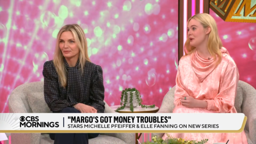 Michelle Pfeiffer and Elle Fanning on CBS Mornings discussing Margo’s Got Money Troubles.