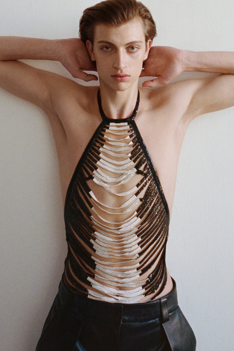 Model wearing a sensual, body‑forward look from Ludovic de Saint Sernin’s F/W 2026 collection.
