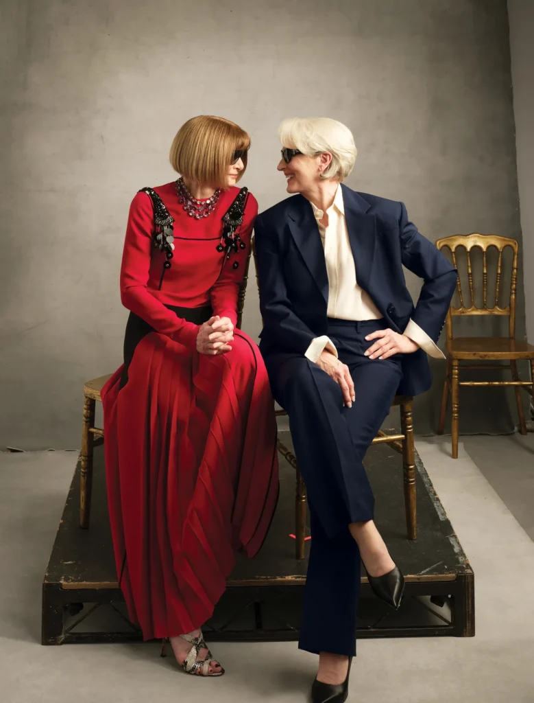 Anna Wintour and Meryl Streep posing for Annie Leibovitz for Vogue’s May 2026 issue.