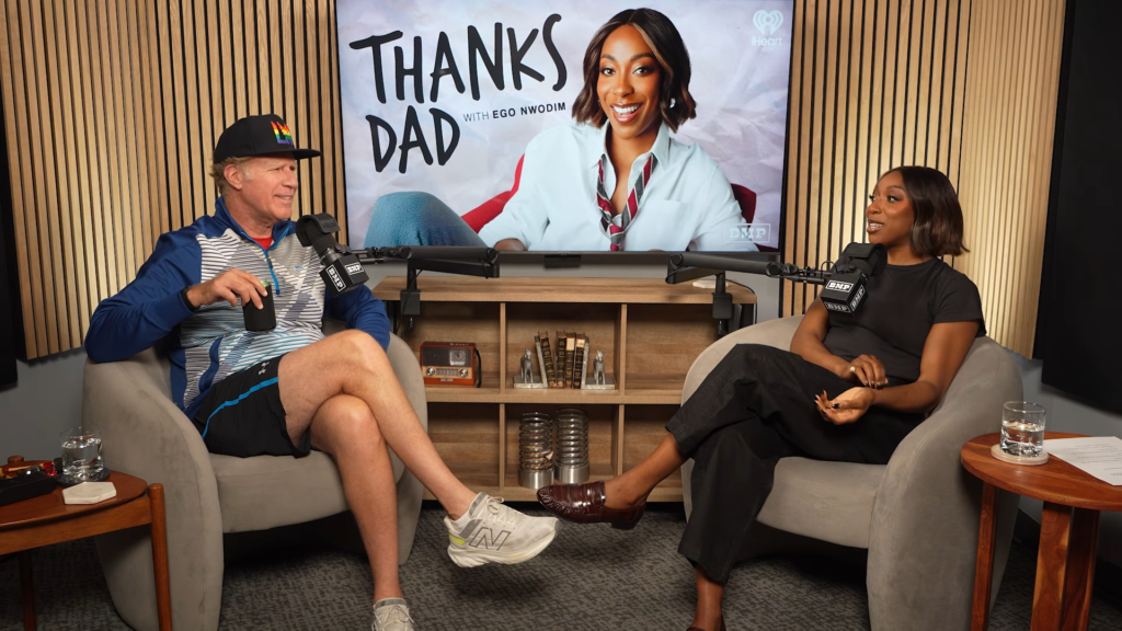 Will Ferrell speaking with Ego Nwodim on her podcast Thanks Dad.
