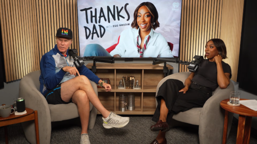 Will Ferrell speaking with Ego Nwodim during their conversation on the podcast Thanks Dad.