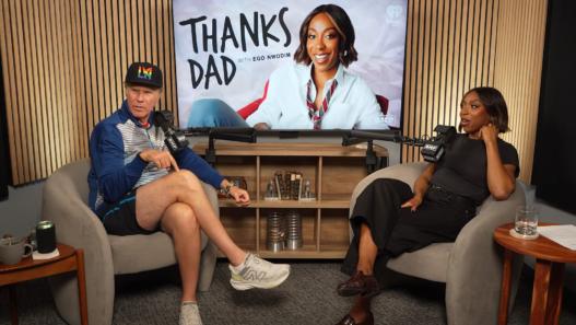 Will Ferrell speaking with Ego Nwodim during their conversation on the podcast Thanks Dad.
