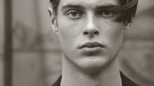 Model Wylie Brown photographed by Maurizio Montani in black‑and‑white and color.