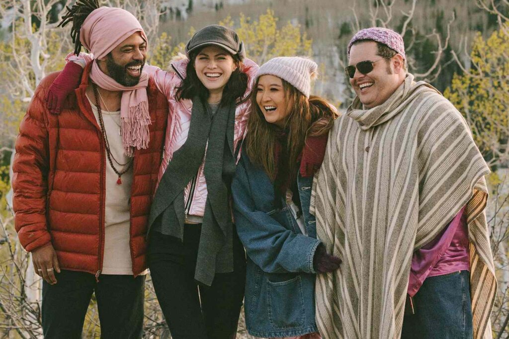 Alexandra Daddario and Josh Gad in a scene from Couples Weekend.
