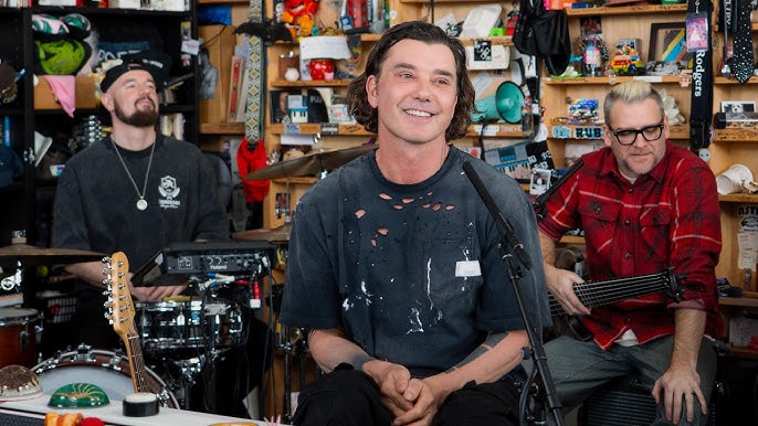 Gavin Rossdale performing with Bush during their Tiny Desk concert.