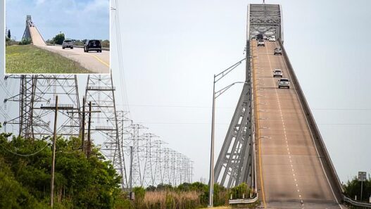 The Rainbow Bridge in Texas after its remodel, spanning the Neches River.
