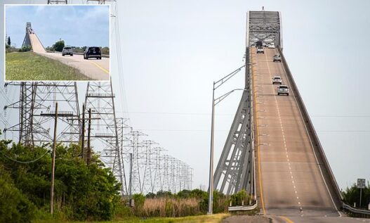 The Rainbow Bridge in Texas after its remodel, spanning the Neches River.