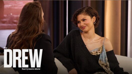 Zendaya chatting with Drew Barrymore during her appearance on The Drew Barrymore Show.