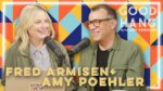 Fred Armisen and Amy Poehler talking on the Good Hang podcast.