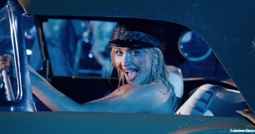 Sabrina Carpenter drives off her Coachella 2026 set wet and happy