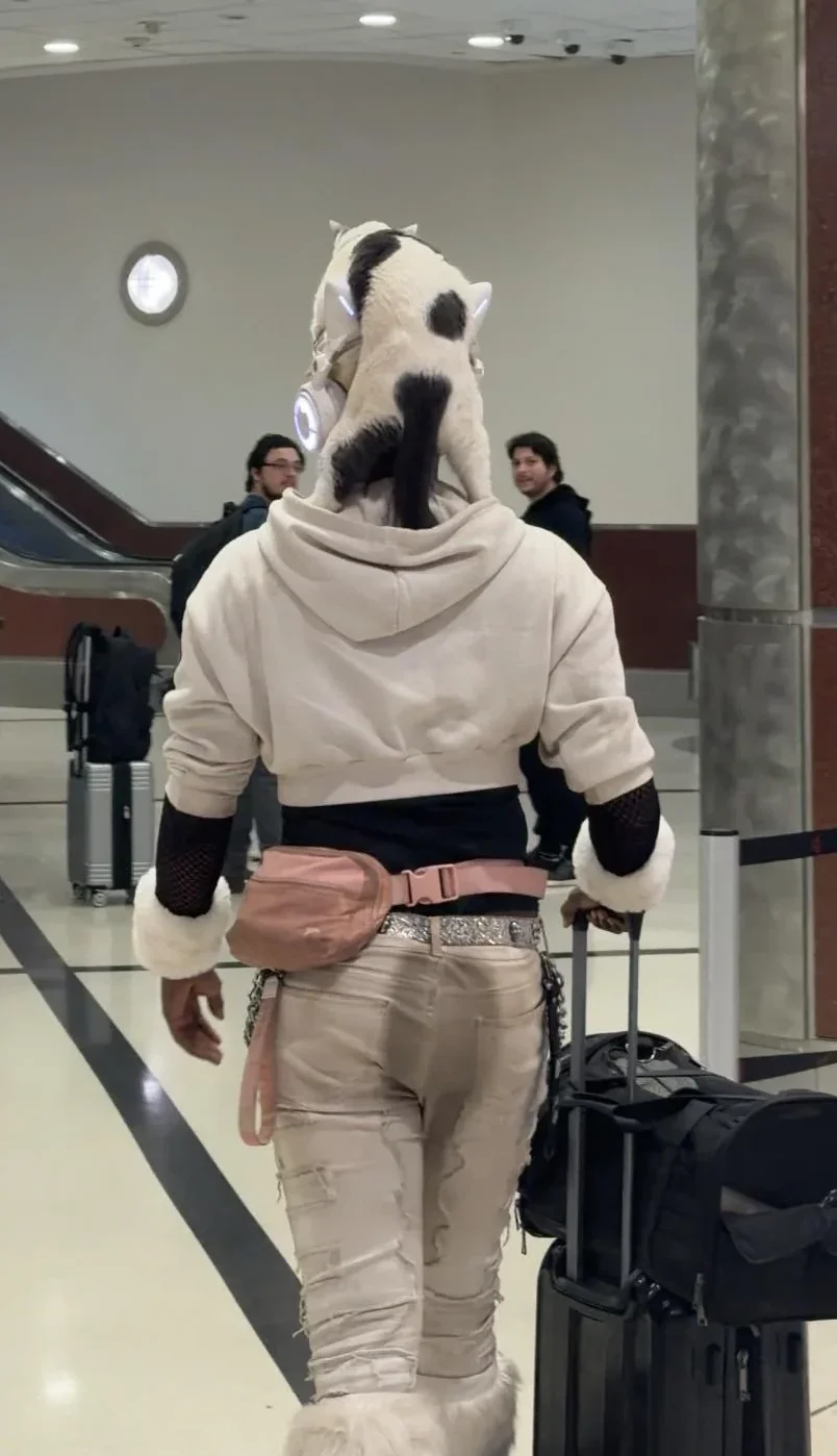 Atlanta local known for traveling with cat balanced on his head.