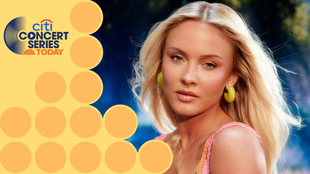 Promotional banner: Citi Concert Series Today logo on a yellow left panel with orange dots, beside a blonde woman wearing pink straps and yellow earrings.