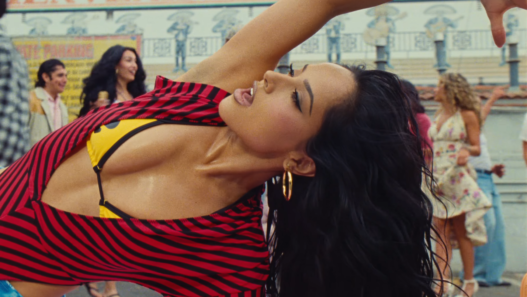 Becky G filming the “EPA” music video at El Mercadito in Los Angeles.
