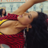 Becky G filming the “EPA” music video at El Mercadito in Los Angeles.