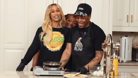 Ms. Pat and Tami Roman cooking with Chef Ryan on “Whiskin’ It All.”