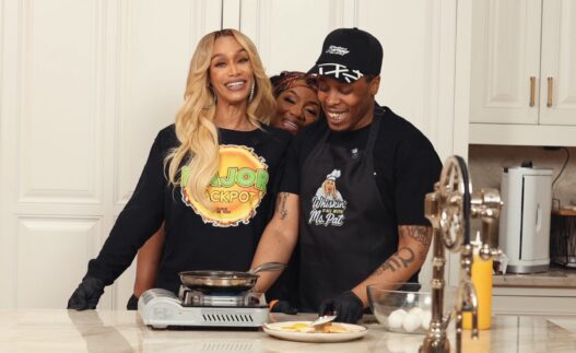 Ms. Pat and Tami Roman cooking with Chef Ryan on “Whiskin’ It All.”