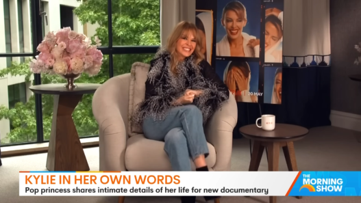 Kylie Minogue discussing her new documentary series during press interviews.