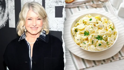 Martha Stewart preparing her six‑ingredient potato salad in a resurfaced vintage clip