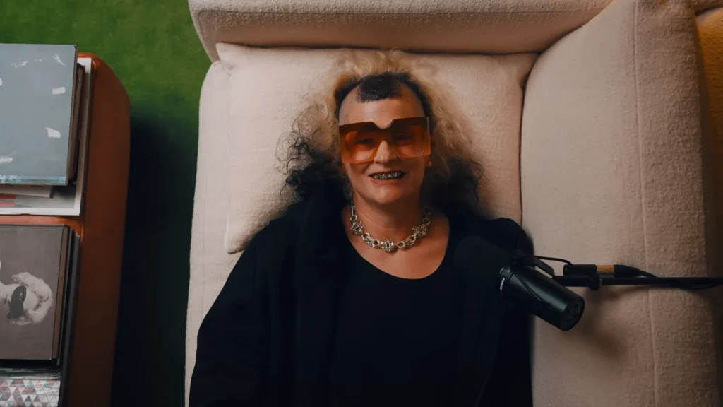 Peaches discusses filming John Malkovich tying her shoelace during Fashion Neurosis with Bella Freud