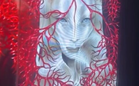 Björk Nerve Bloom demo screenshot from the echolalia exhibition at the National Gallery of Iceland