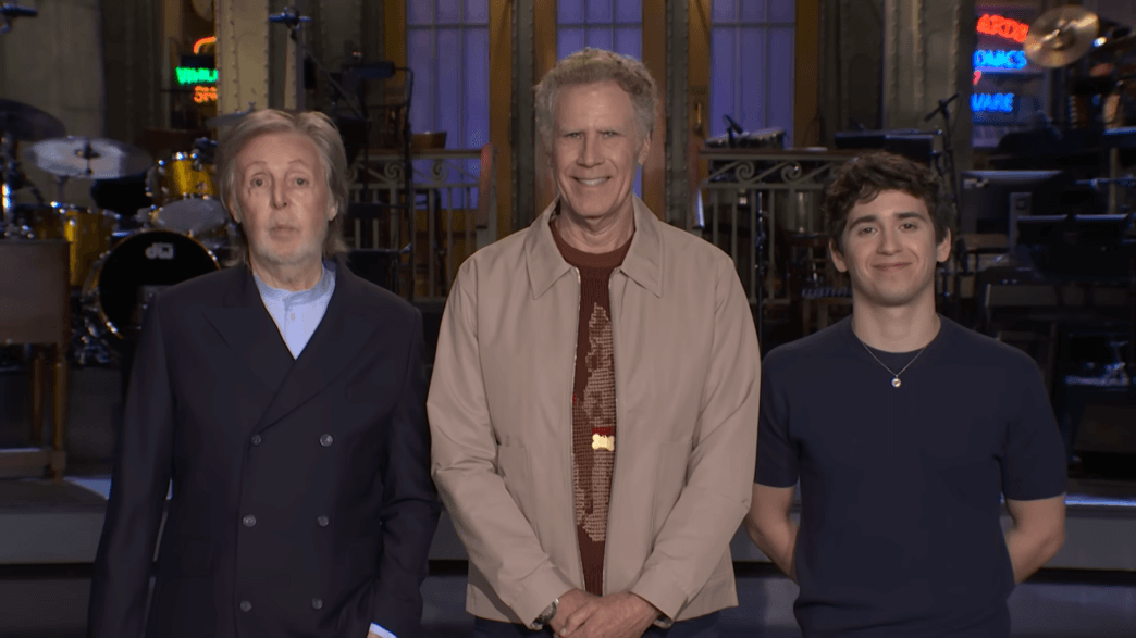 Will Ferrell and Paul McCartney in the promo for SNL Season 51 finale.