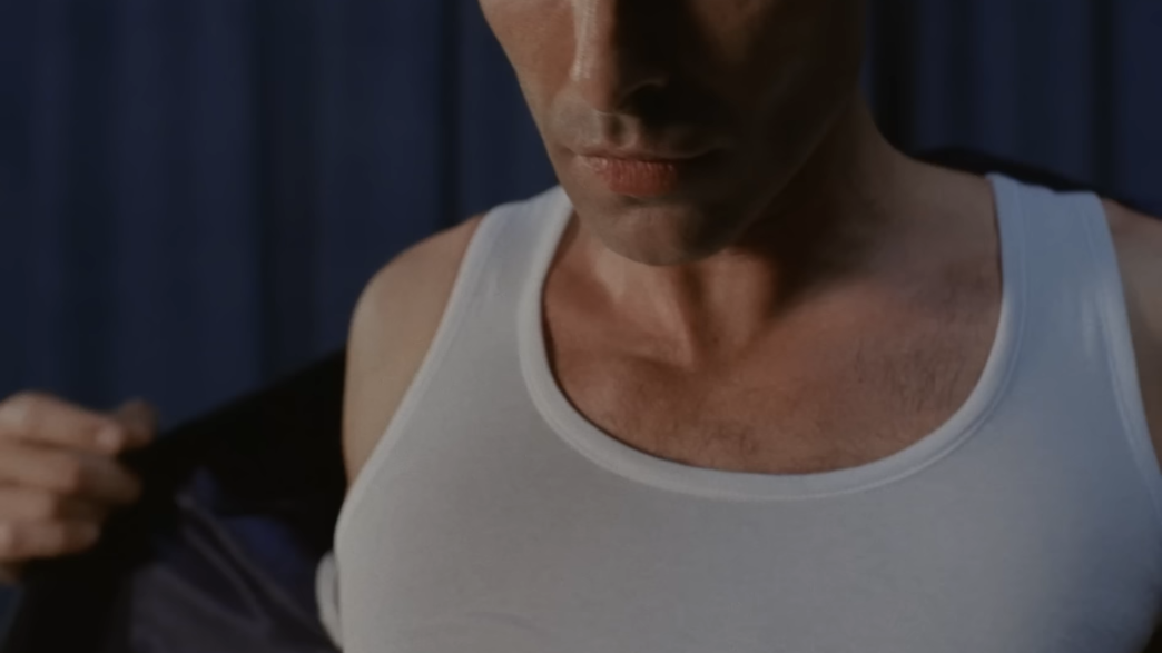 Jon Kortajarena wearing a double‑breasted suit in Zara’s “Into the Process VIII” film.