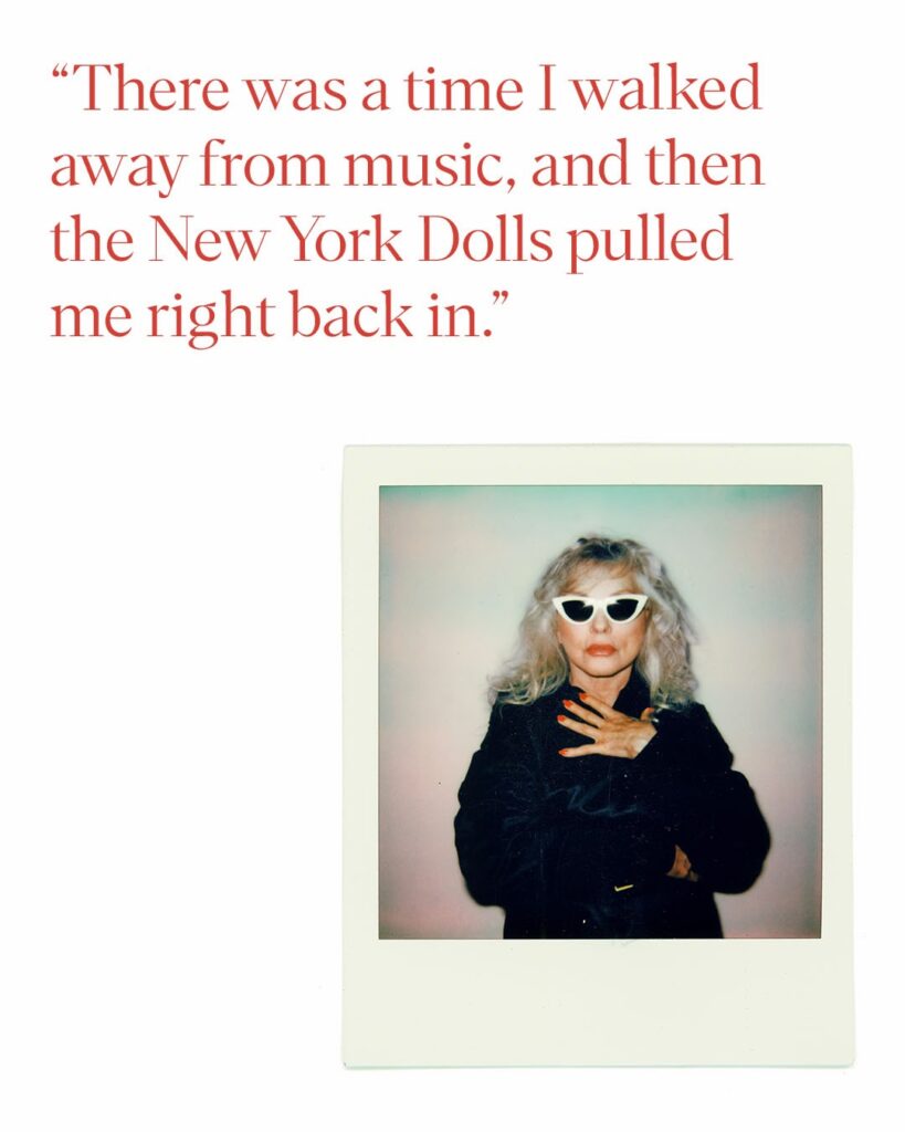 Debbie Harry quote card about the New York Dolls and walking back into music