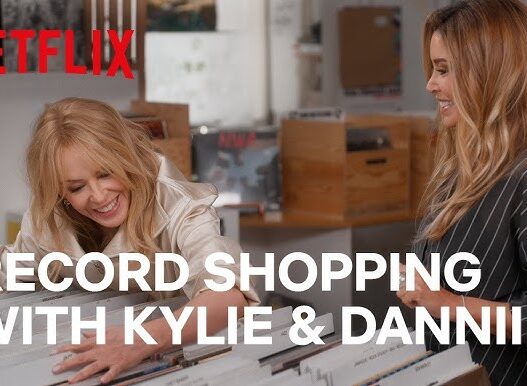 Kylie Minogue and Dannii Minogue record shopping together in a Parisian record store