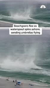 Waterspout approaching Miramar Beach as beachgoers run for safety