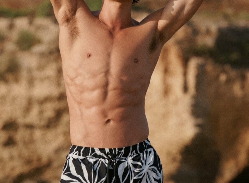 Louis Baines modeling Marc O’Polo’s Summer 2026 beachwear collection photographed by Zelinda Zanichelli.