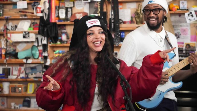 JADE performing her theatrical Tiny Desk Concert set