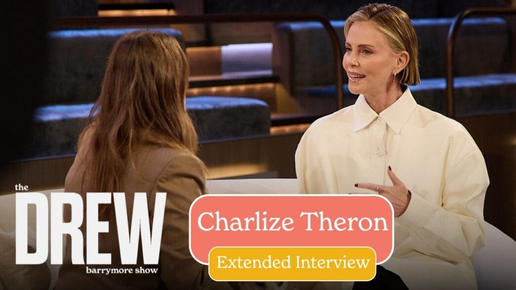 Charlize Theron and Drew Barrymore talking during their extended interview on The Drew Barrymore Show.