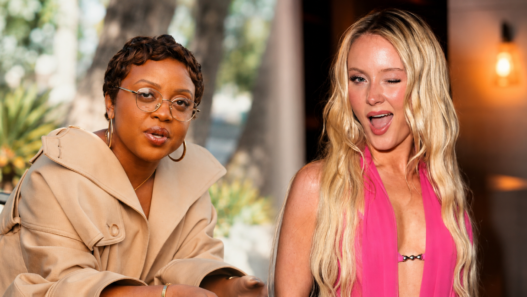 Quinta Brunson and Zara Larsson appear side by side in an editorial-style image for a story about Quinta mentioning Zara by name.