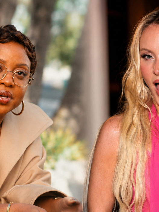 Quinta Brunson and Zara Larsson appear side by side in an editorial-style image for a story about Quinta mentioning Zara by name.