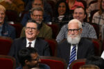 Stephen Colbert on the set of The Late Show during one of his final broadcasts.