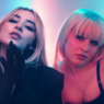 Zara Larsson and Sabrina Carpenter posed together in a neon pink and blue pop-video inspired header image for their “WOW” remix collaboration.
