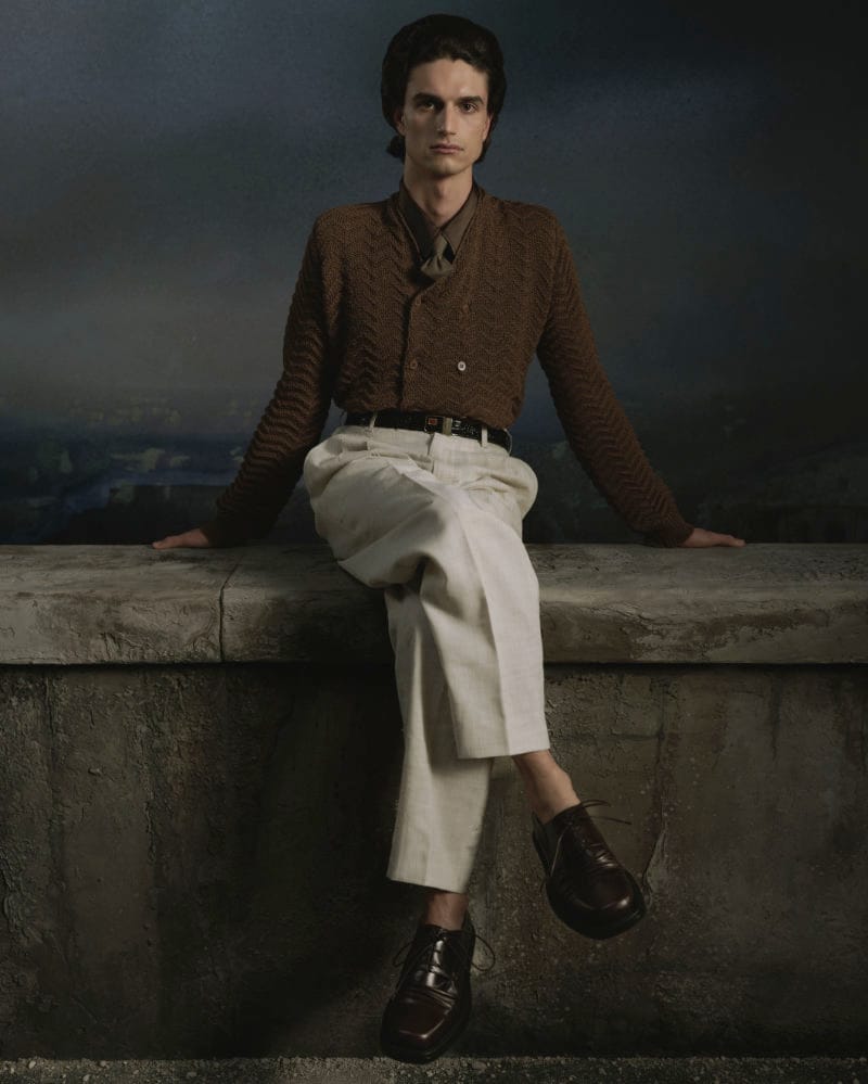 Magliano Spring Summer 2027 collection look with relaxed tailoring and poetic styling